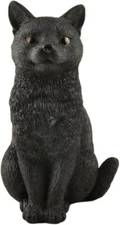 5" Black Cat Sitting Hand Painted Resin Figurine Statue Sculpture