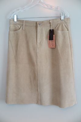 NWT FRX Clothing Vittoria Sand Cord Suede Skirt Size 30 MSRP $200