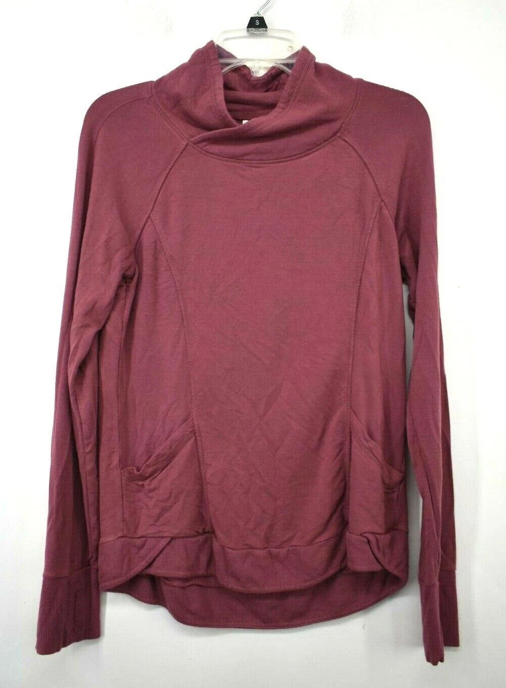 yogalicious raglan thumb hole sleeve shawl neck pullover sweatshirt