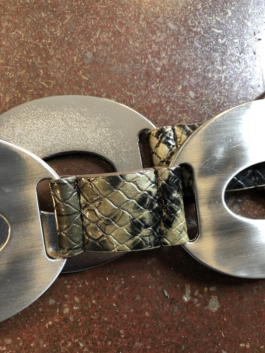 Chicos Silver Metal Disk Small Snake Print Belt | eBay display picture 3