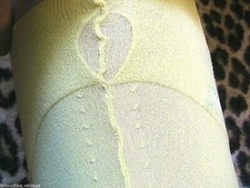 FRENCH 1940s SEAMED STOCKINGS RARE OPAQUE YELLOW COLOUR MADE IN FRANCE NEW S/M