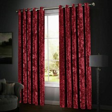 New Modern  Eyelet Ring Top Fully Lined Curtains Crushed Velvet Santiago (Pair)