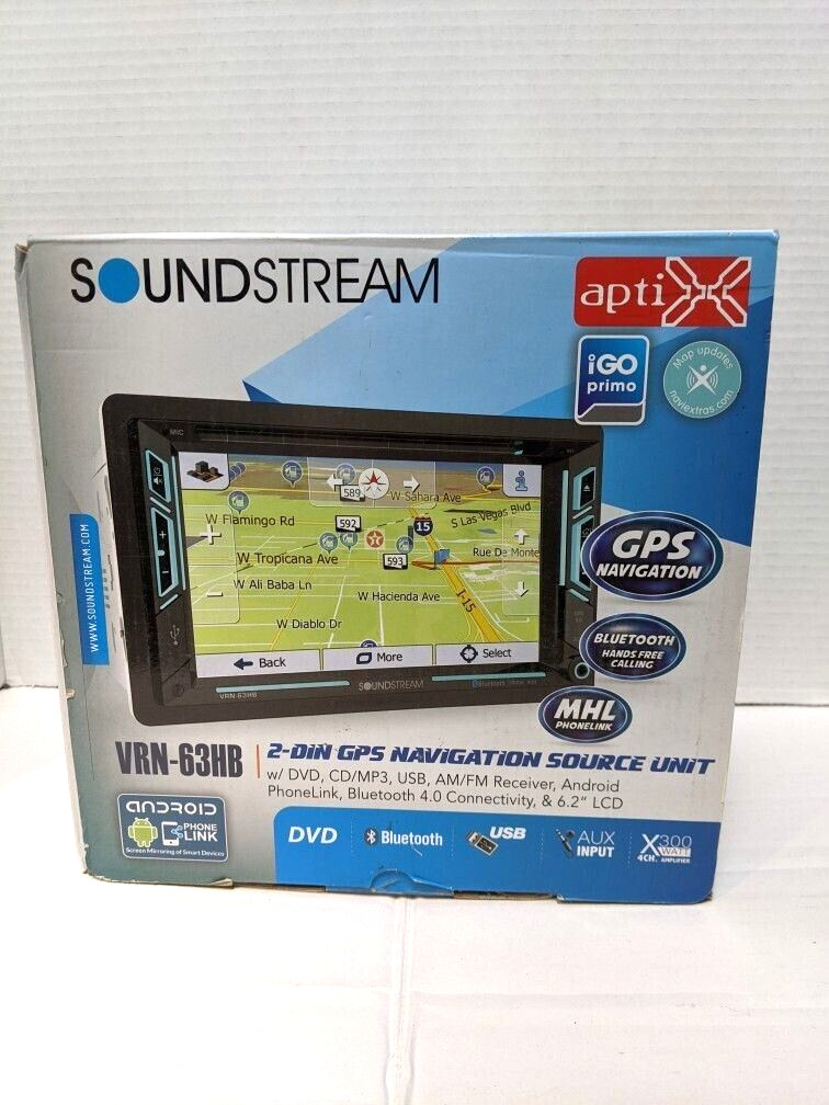 SOUNDSTREAM VRN-63HB DOUBLE DIN DVD NAVIGATION BLUETOOTH RECEIVER 6.2" SCREEN