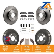 Front Rear Disc Brake Rotors Ceramic Pads And Drum Kit (7Pc) For Honda Insight