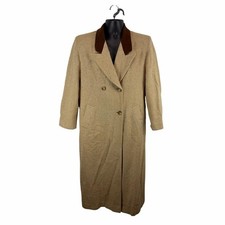 Vintage Pendleton Virgin Wool Trenchcoat Tan Size 10 Womens Herringbone Long