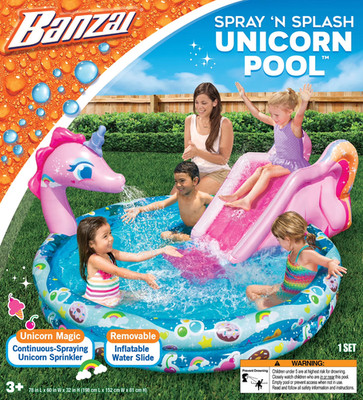 NEW - Banzai Spray 'N Splash Unicorn Pool