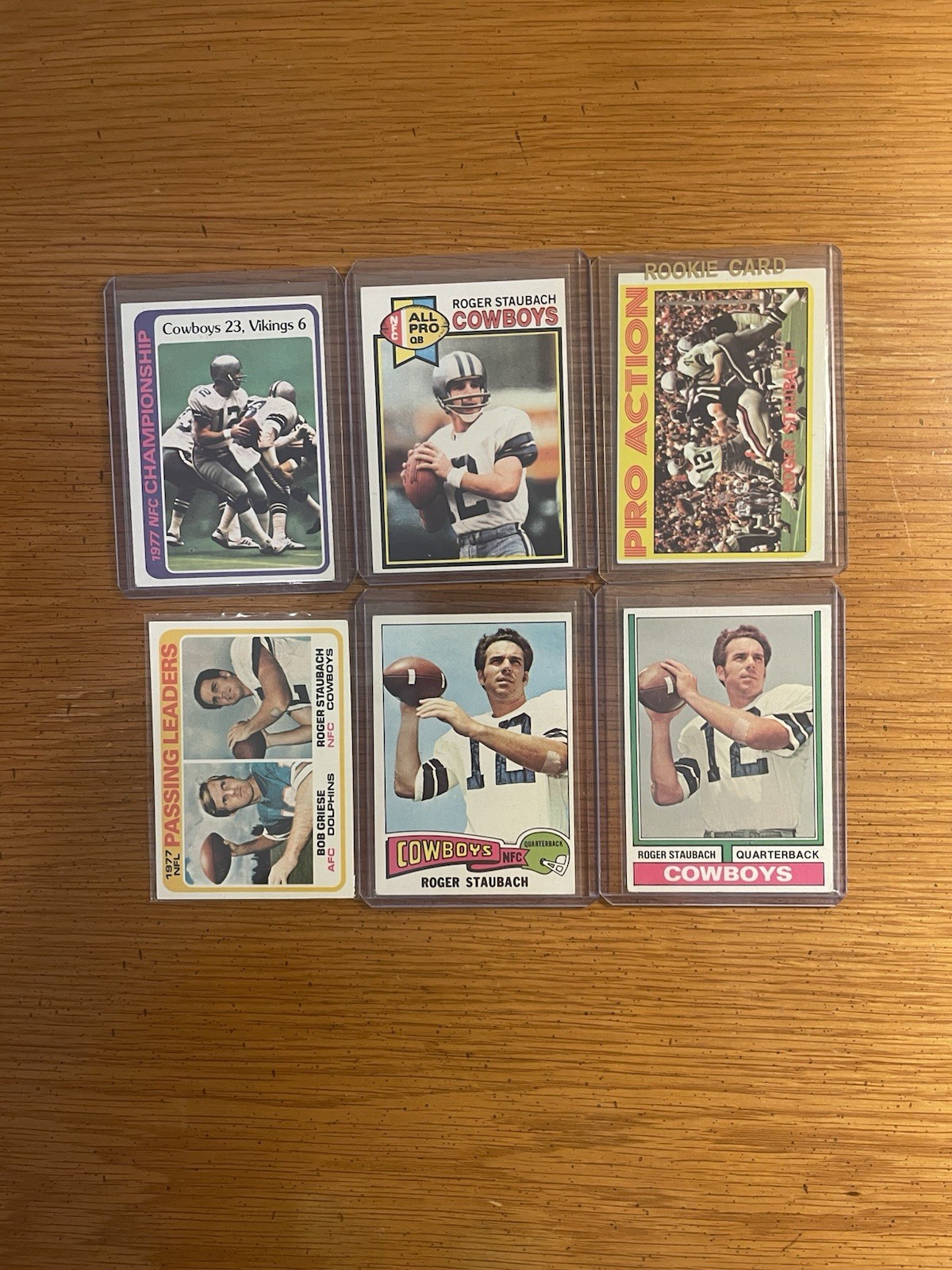 Roger Staubach Cowboys Lot of (6) w/ 1972 PA Topps Rookie #122 1974 1975 BV$100