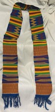 Multi-color African Kente Cotten Cloth Scarf With Fringe 80  L 4  W