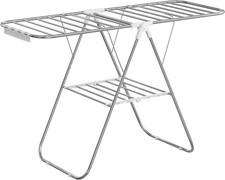 Clothes Drying Rack, with Sock Clips, Metal Laundry Rack, Foldable, Space-Saving