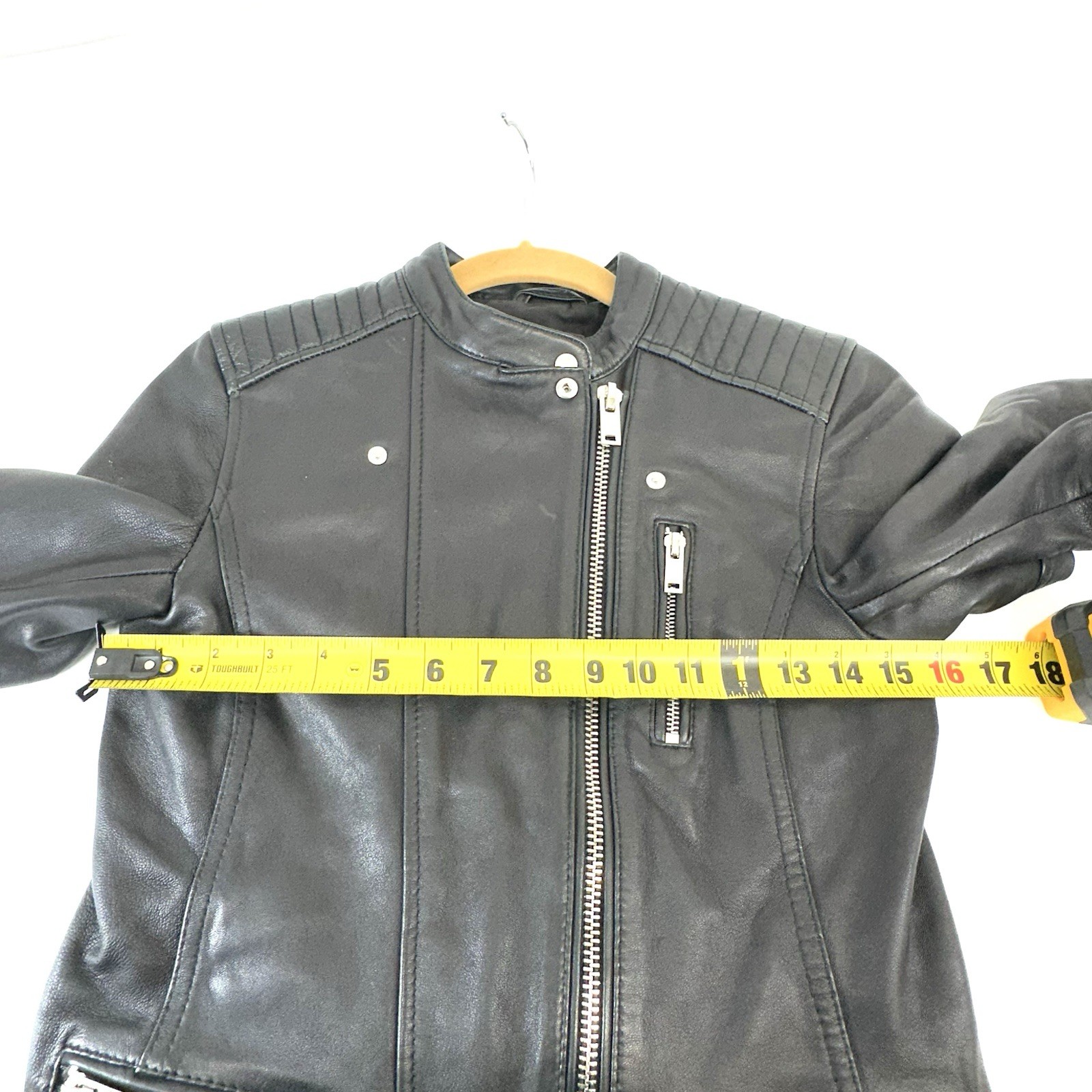Zara Basic Leather Motorcycle Jacket XS Womens Mo… - image 4