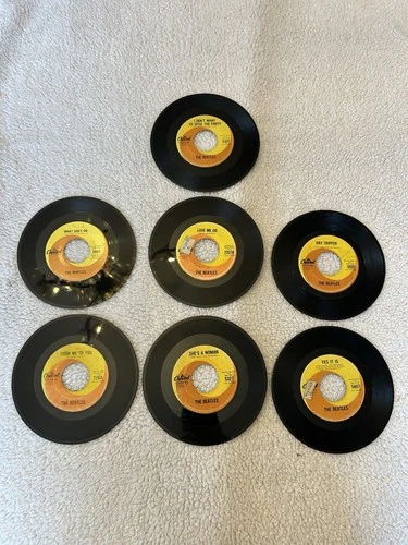 The Beatles Large Lot Of 7 45s PLAYS Capitol Records Nowhere Man Love Me Do MORE