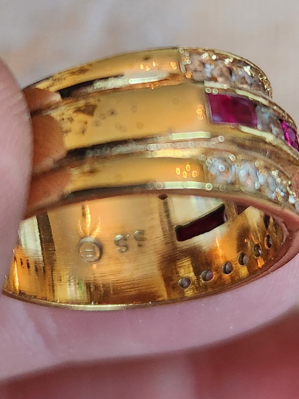 925 Sterling Silver  Simulated Red Ruby Princess … - image 5