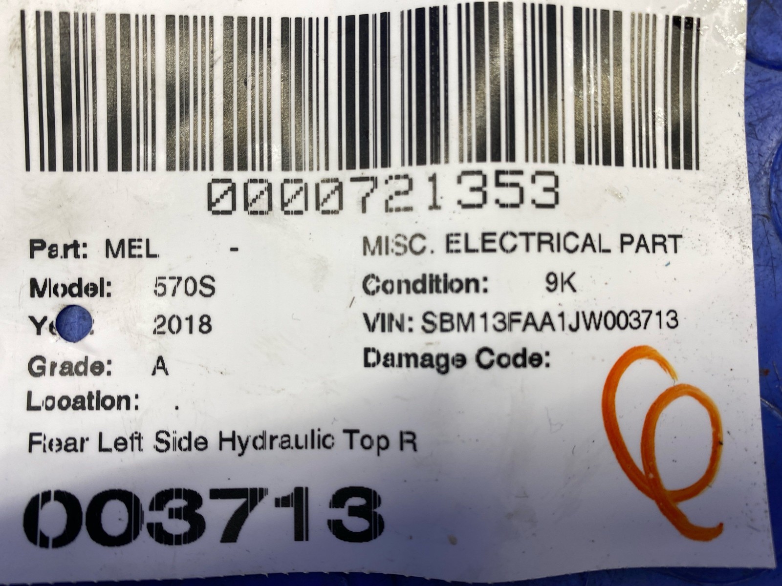 2016-2021 Mclaren 570s Rear Left Side Hydraulic Top Ram W/O Lines 16047001 oem