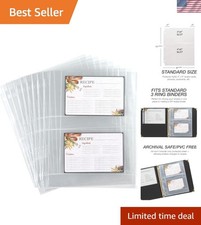 8.5 x 11 Inch Recipe Card Page Protectors, 25 Count - 2 Pocket Side Loading S...