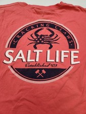 Salt Life Live Salty Cracking Claws Peach Color T-Shirt L