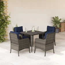 Garden Dining Set Grey, Navy Blue