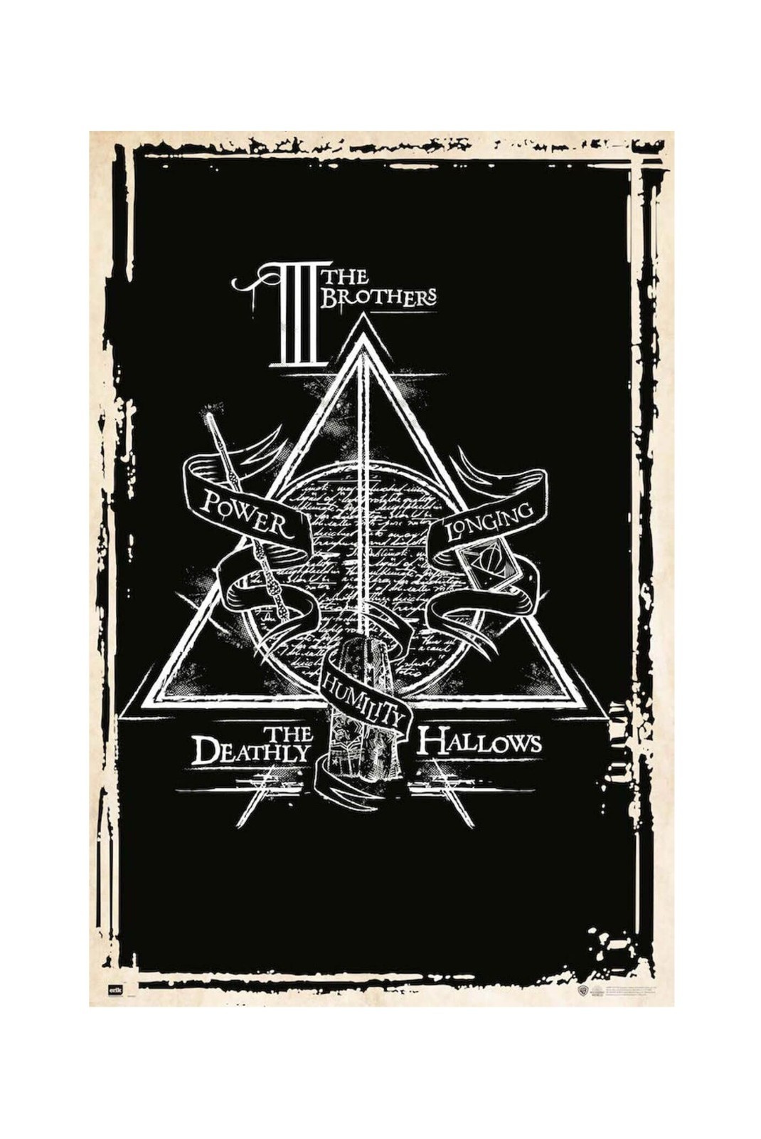 Harry Potter Póster Deathly Hallows Símbolo 61x91.5 CM 61x91.4cm Nuevo Negro