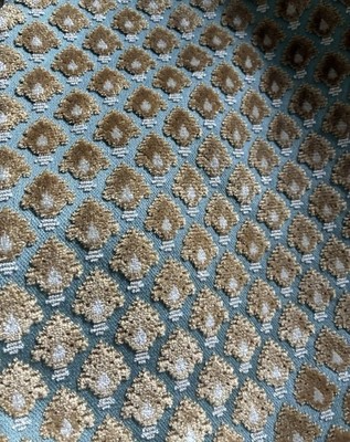 Stunning Scalamandre Old World Weavers Verrier Aqua Topaz Ogee Fabric $668 / Yd