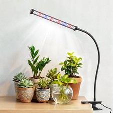 LED Grow Light, 5700K Full Spectrum Clip Plant Growing Lamp with White Black