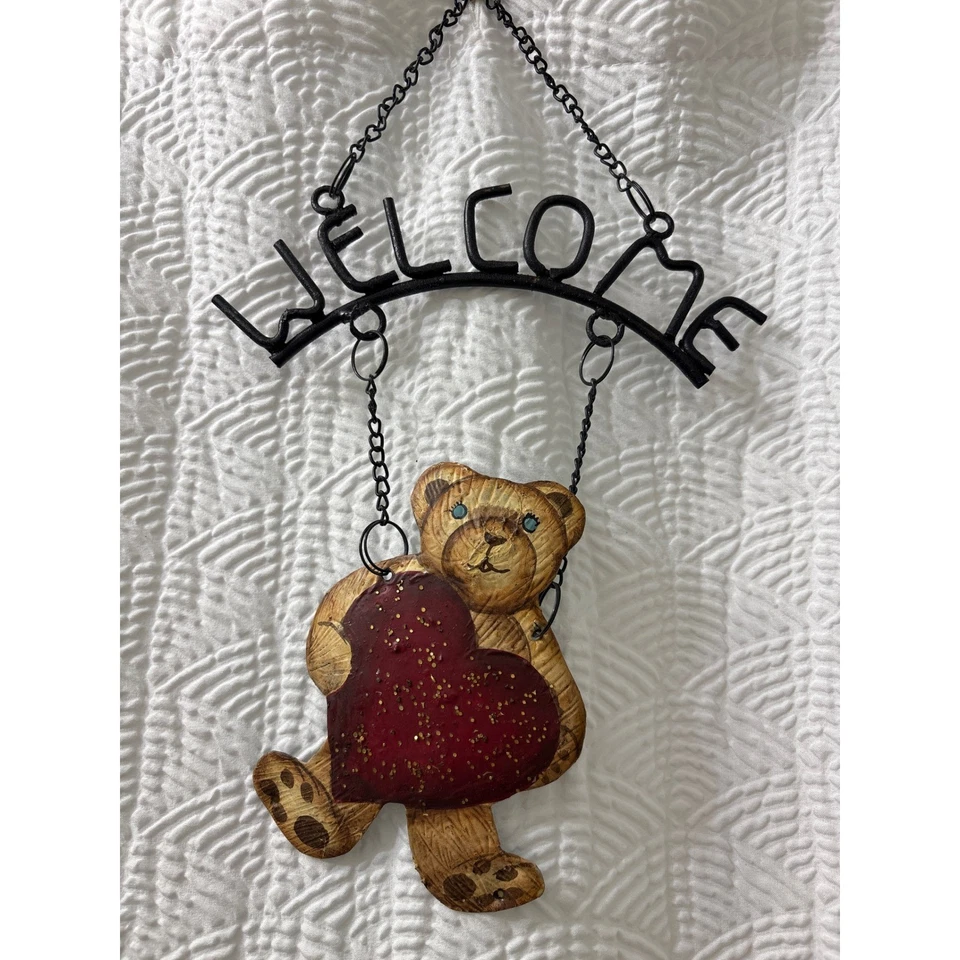 Letrero de bienvenida colgante osito de peluche conjunto 7 días festivos intercambiables 13" Foto 2 de 4