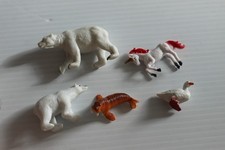Lot of 5 Minature Plastic Animals Walrus, Polar Bears, Duck, Unicorn