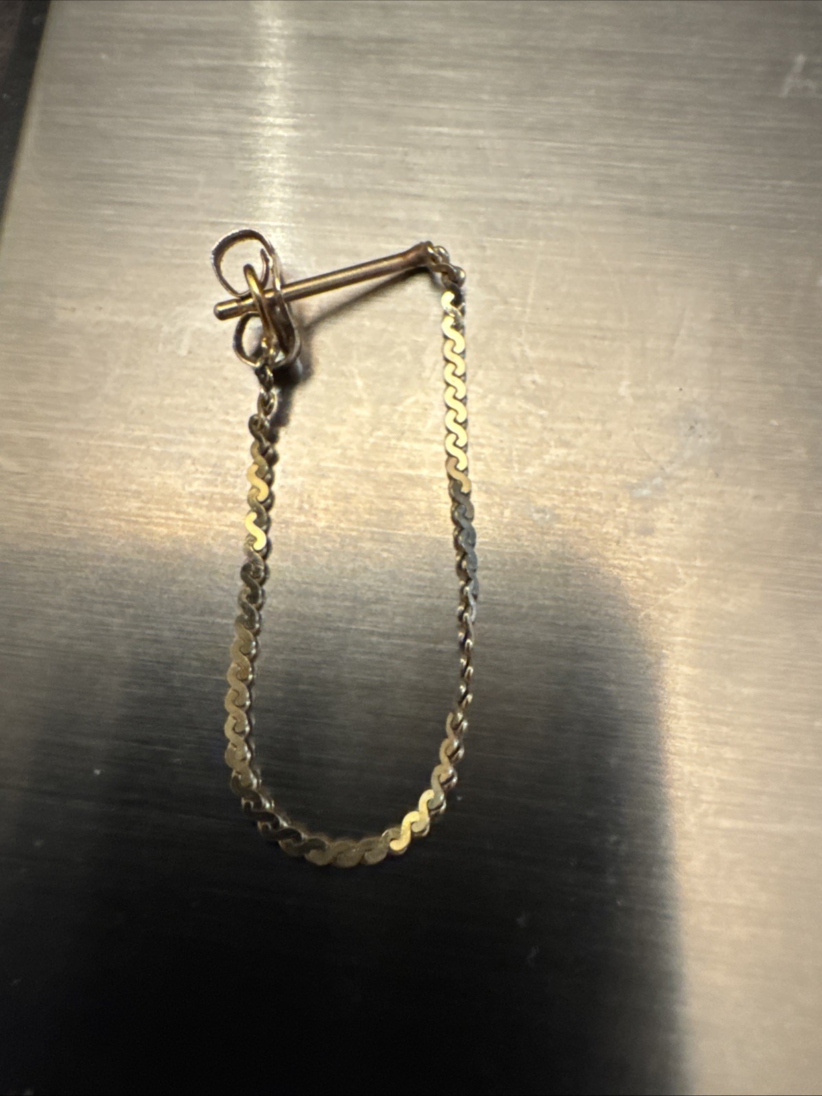 chain dangle earrings 14k solid gold - image 4