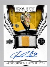 2024-25 EXQUISITE ENDORSEMENTS RELICS TUUKA RASK PATCH AUTOGRAPH / 50