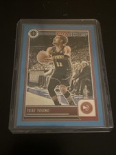Trae Young 2023-24 Panini NBA Hoops Premium #82 Neon Blue 07/15