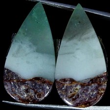 22.60Cts Natural Best Aqua Chalcedony Pair Pear Cabochon 14X30X3MM