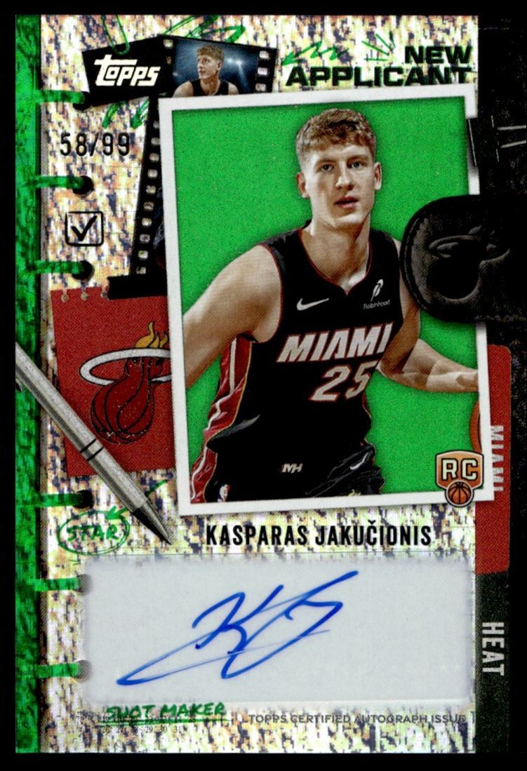 2025-26 Topps New Applicants GREEN Holofoil Kasparas Jakucionis Rookie Auto /99
