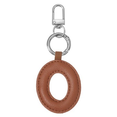 Für Initial Letter Keychain Süße Lederschlüsselanhänger mit Buchstabe O Braun
