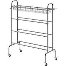 Garage 4-Tier Sports Ball Storage Rack with Wheels Brakes
