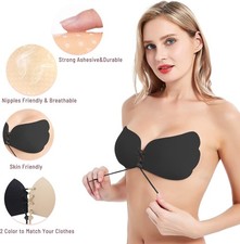 2 Pairs Push Up Sticky Bra Backless Strapless Bra Adhesive Bra Invisible Lace Up