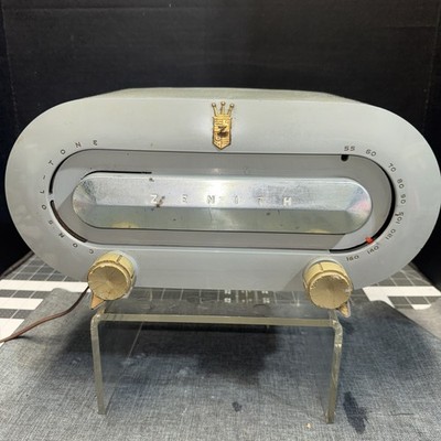 Vintage Zenith Racetrack tube radio Grey H511G Works! | eBay