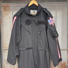 Aureus International Flight Jump Suit Coveralls 46R Nomex Black USA Flag Patch