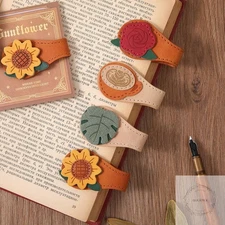 4PCS Vintage Magnetic Leather Bookmark, Leather Magnetic Bookmarks for Women