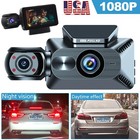 Dash Cam HD 1080p Car Dual Lens Front/Rear/Inside Video Recorder Camera G-sensor