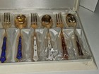 CLOISENN FUJITEC GOLD TONE MINI FLATWARE SET OF 12 NEVER USED BOX W/WEAR  — photo 5