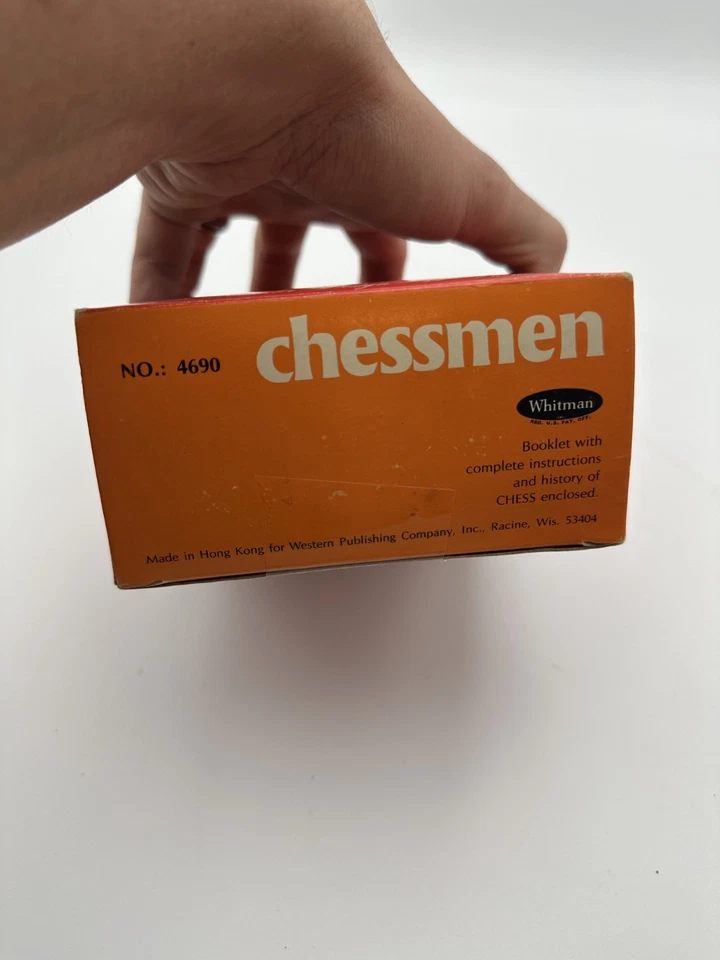 Juego de diseño clásico cruzado de ajedrez vintage Whitman #4690 Hong Kong = negro/blanco Foto 3 de 4
