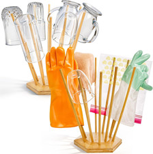 Set of 2 Plastic Bag and Bottle Drying Racks, Countertop Kitchen Bamboo Drying S