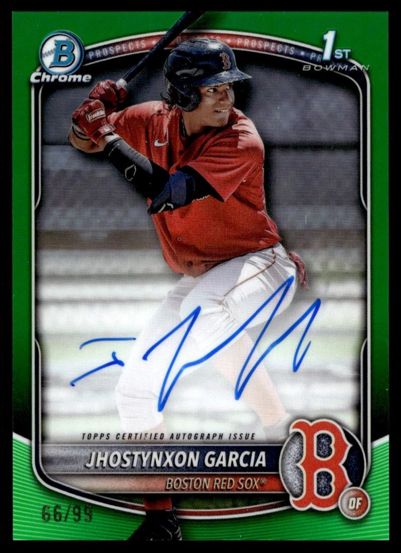 2025 Bowman Chrome 1st GREEN Refractor Jhostynxon Garcia Auto 66/99 Red Sox