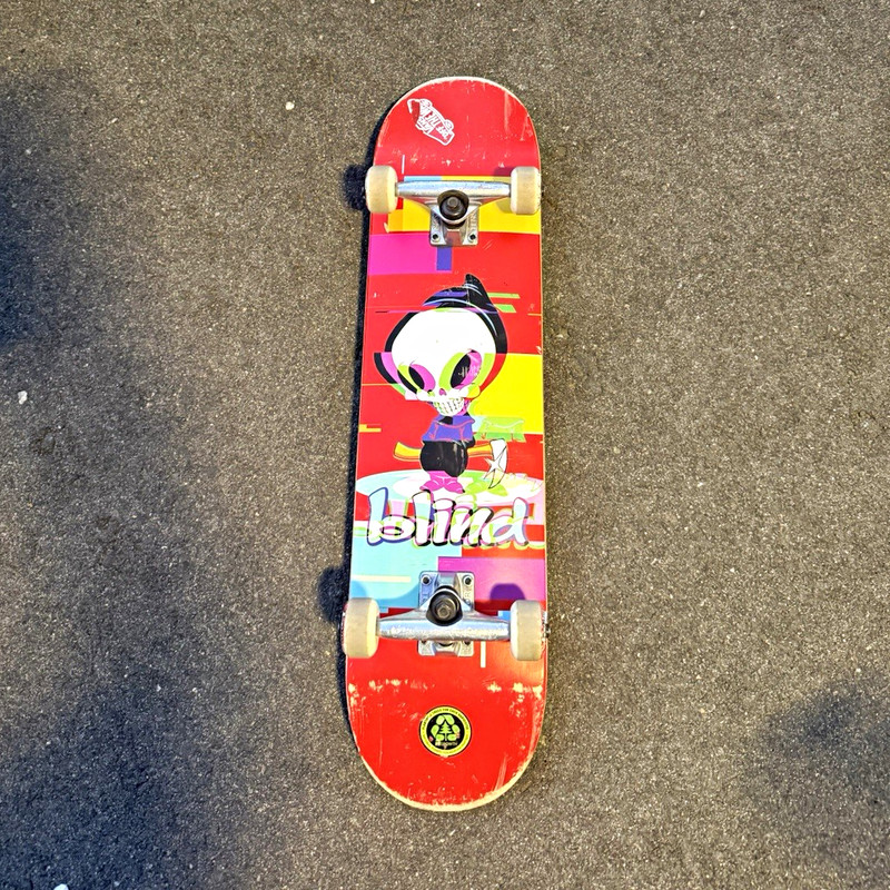 Blind Tweeny Complete Skateboard Manual Red Yellow Blue Cartoon Graphic