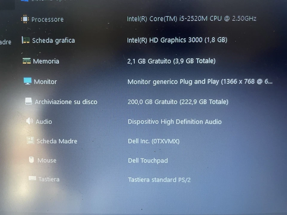 Pc portatile Notebook Dell latitude E6320 SSD 240gb I5-2540M Windows 10 Pro - Immagine 3 di 4