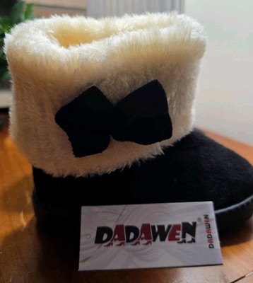 Dadawen Baby Girls Toddler With Bow Fur lining  Snow Boots Size 9M
