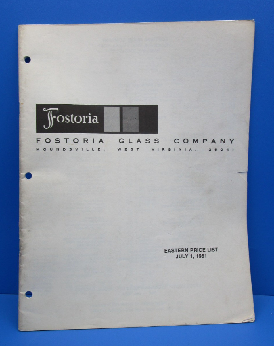 FOSTORIA GLASS Catalog Price List Stemware Discontinued & new Items for 1981