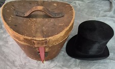 Beautiful Antique 1800s F. Pollitt Beaver Skin Top Hat and Carrying Case Rare