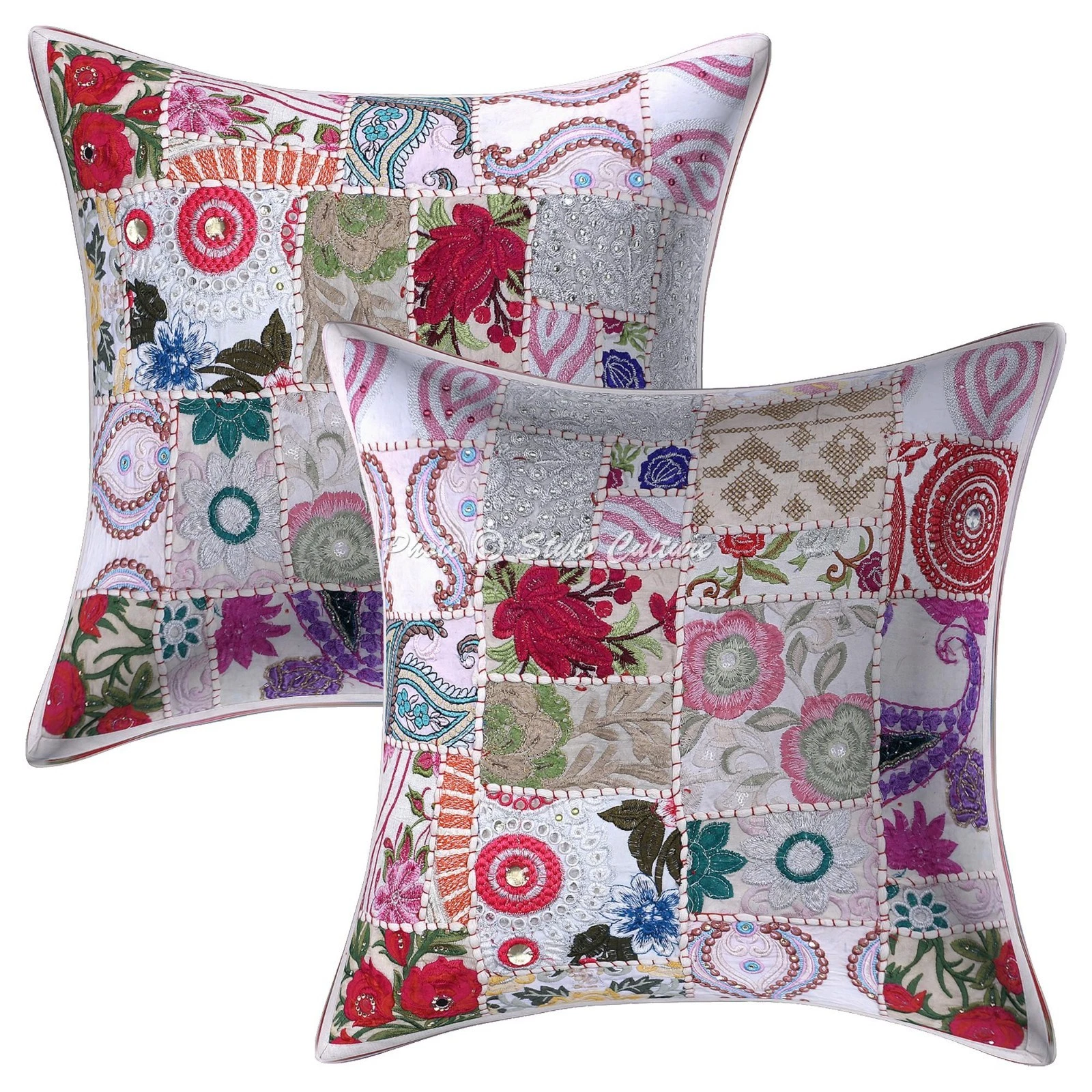 Ethnic Vintage Patchwork Throw Pillow Covers Boho Cotton 18x18 White Home Decor
Opens in a new windo