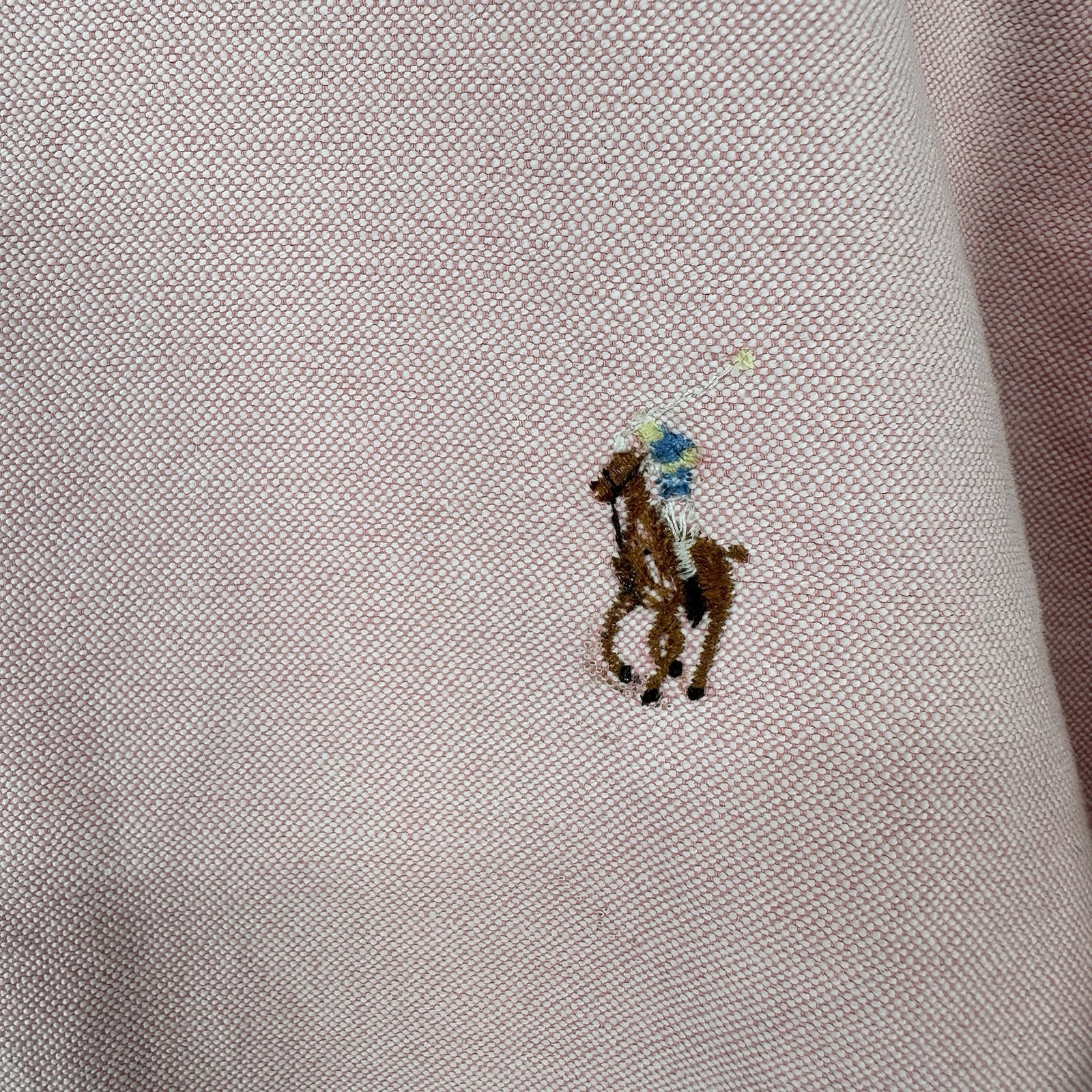 Polo Ralph Lauren camicia uomo 16 35 rosa bottoni carne pony piqué preppy