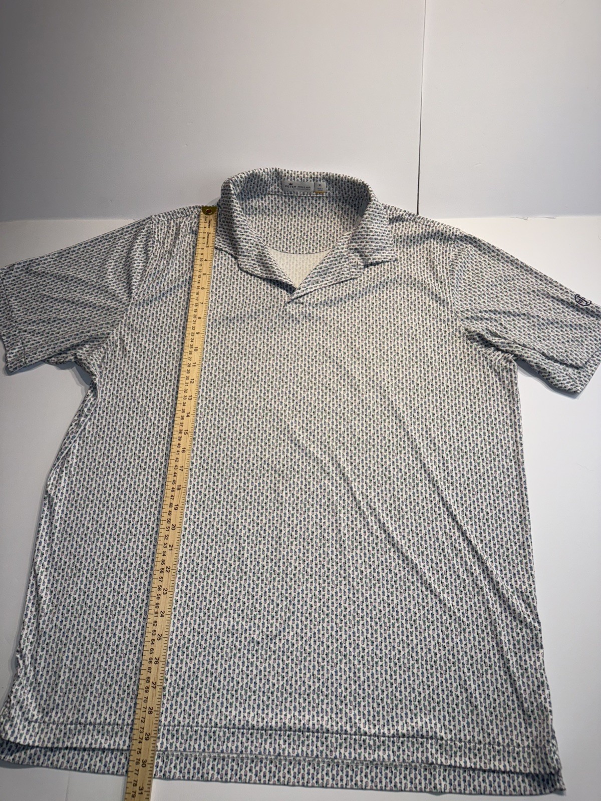 Peter Millar Mens Featherweight UPF 50+ Golf Polo Shirt Size XL Pineapple Print