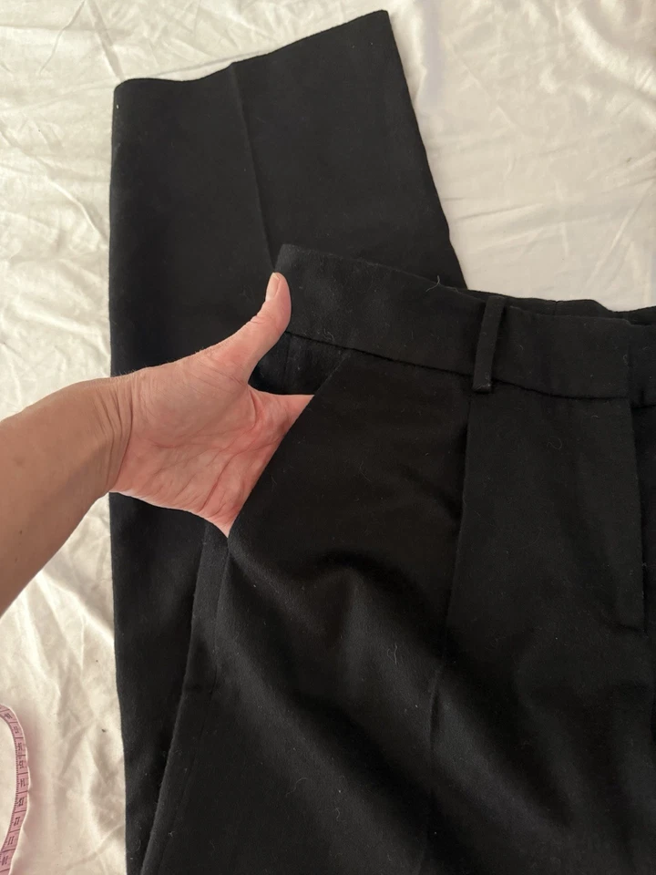 STELLA McCARTNEY US 8 Black 100% Cashmere Wide Boot Cut Dress Pants - Image 2 of 4